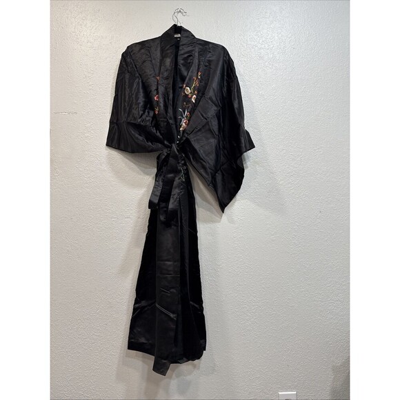 ADULT SATIN GOLDEN BEE BLACK EMBROIDERED ROBE ADULT S  Kimono - Picture 7 of 7